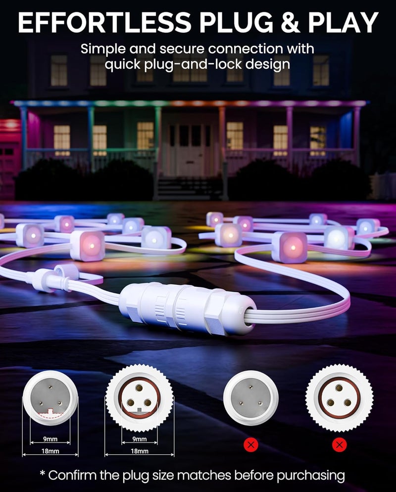 CybeRoad Splice Connector Output for Govee Cuttable Outdoor Lights — Compatible with Govee H706A, H706B, H706C, H703A, H703B, Waterproof Extension Cable Wire Connector Male - Image 3